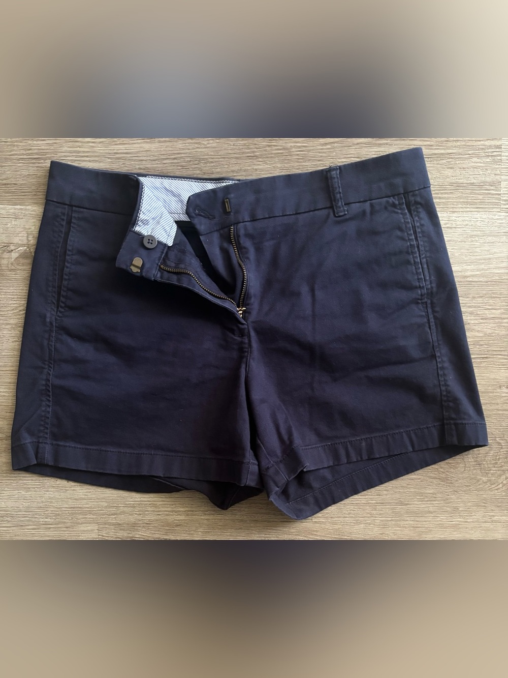 J. Crew Navy Cotton Blend Tailored Shorts